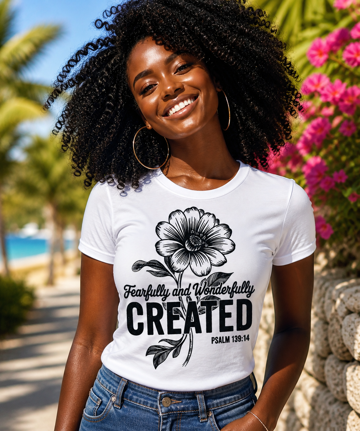 Fearfully & Wonderfully Created | Faith Floral DTF Transfer